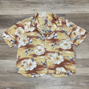 Urban Outfitters Beige and Blue Patterned Shirt